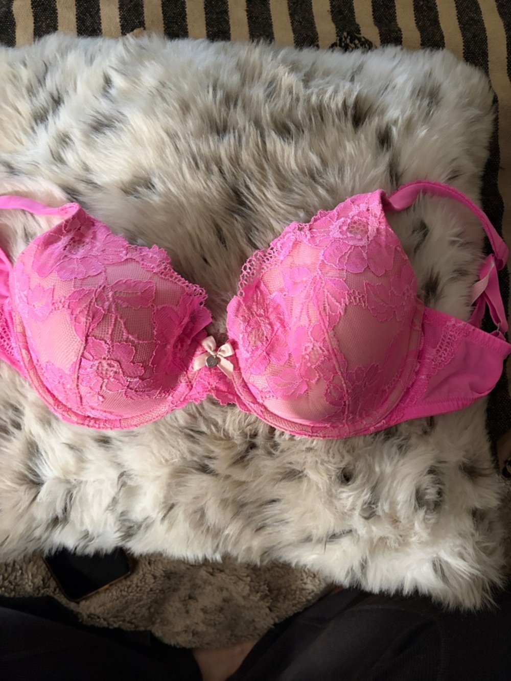 Victoria's Secret Hot Pink Lace Push-Up Bra